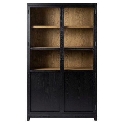 Irondale Millie Oak Wood Drifted Matte Black Display Cabinet