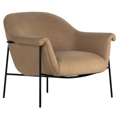Zeltzin Modern Classic Brown Leather Black Iron Arm Chair