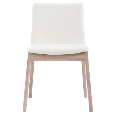 Everlee Modern Classic White Faux Leather Oak Wood Dining Chair - Set of 2
