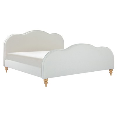 Jacqueline White Ash Wood Upholstered Queen Panel Bed