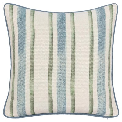 Huck Coastal Beach Multi Colored Linen Striped Throw Pillow - 20x20