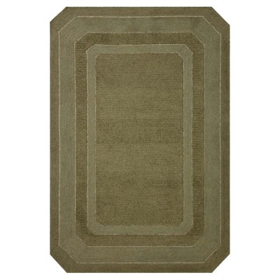 Xalara Updated Traditional Olive Green Wool Border Solid Rug - 3'6