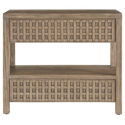 Leith Modern Classic Brown Wood Textured Wide Nightstand