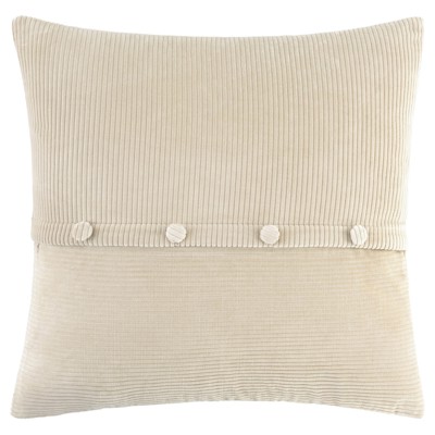 Sullie Updated Traditional Light Beige Velvet Buttoned Throw Pillow - 20x20