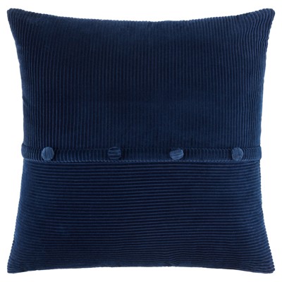 Sullie Updated Traditional Navy Velvet Buttoned Throw Pillow - 20x20