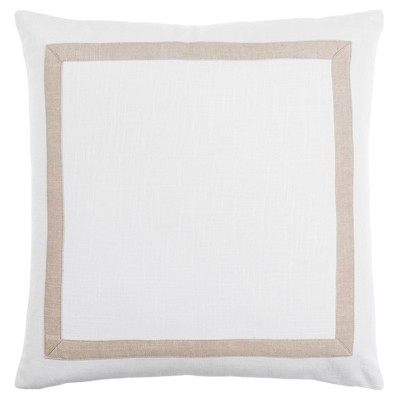 Antoine Coastal Beach White Cotton Border Throw Pillow - 22x22