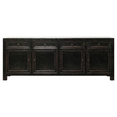 Marcus Rustic Lodge Distressed Black Pine Wood Sideboard