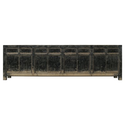Cinzia Rustic Lodge Distressed Black Pine Wood Sideboard