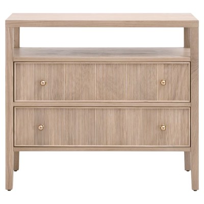 Alice Modern Classic Beige Two Drawer Open Top Shelf Nightstand