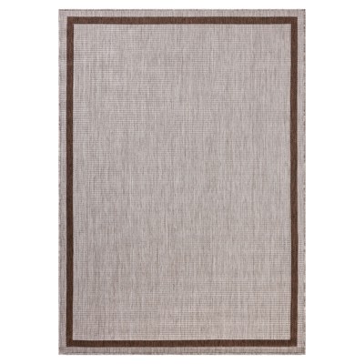 Esme Coastal Beach Grey Border Indoor Outdoor Rug - 7'10"x10'