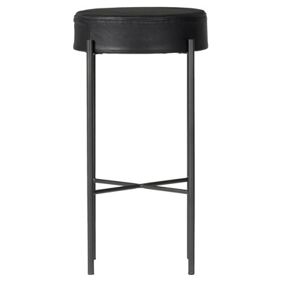 Maynard Modern Classic Black Leather Iron Bar Stool