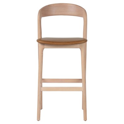 Allston Amare Leather Ash Wood Natural Sonoma Butterscotch Bar Stool