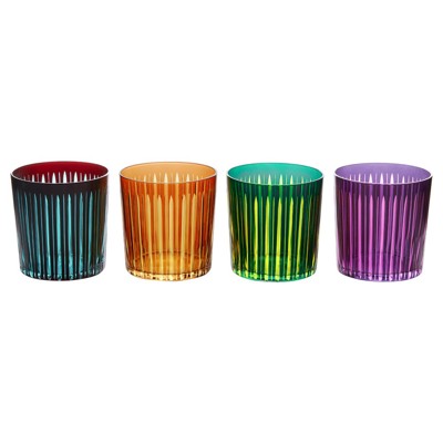 L'Objet Prism Modern Classic Assorted Double Old Fashioned Glass - Set of 4