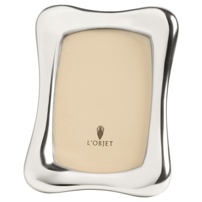 L'Objet Anton Modern Classic Platinum Metal Curved Photo Frame - 4x6