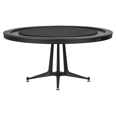 District Modern Classic Black Oak Round Poker Game Table