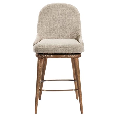 Harper Swivel Upholstered Autumn Brown Flax Antique Bronze Counter Stool