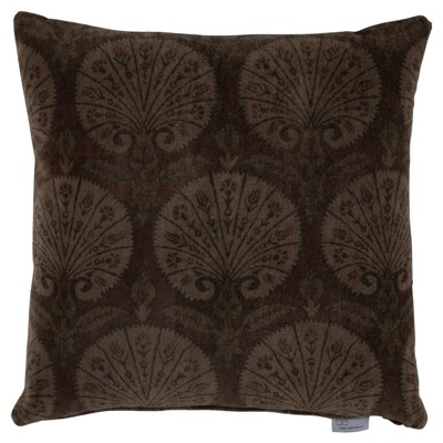 Folding Fan Updated  Traditional Brown Linen Throw Pillow - 20x20
