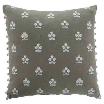 Flower Basket Updated Traditional Moss Throw Pillow - 20x20