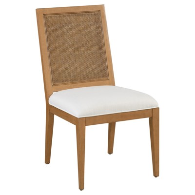 Laguna Linen White And Light Nutmeg Smithcliff Woven Performance Fabric Side Chair by Barclay Butera
