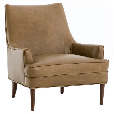 Danya Modern Classic Dakota Warm Taupe Leather Arm Chair