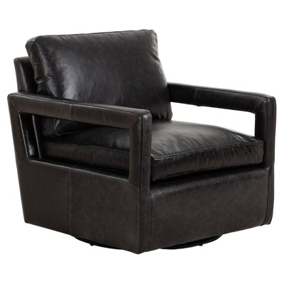 Jinan Modern Classic Sonoma Black Leather Swivel Chair