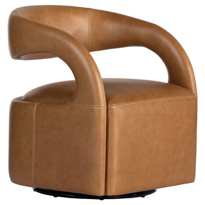 Alexander Modern Classic Sonoma Butterscotch Leather Swivel Barrel Chair