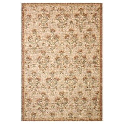 Chris Loves Julia x Loloi Rue Beige Jute Vintage Floral Patterned Rug - 9'3"x13'