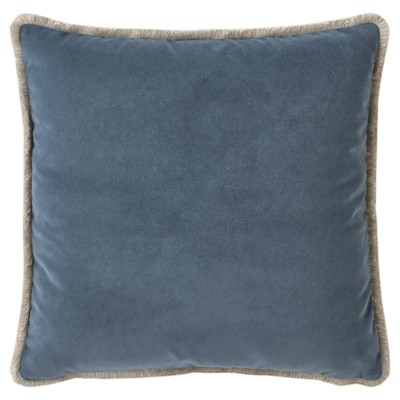 Huxley Blue Dusk Velvet Eyelash Trim Throw Pillow - 24x24