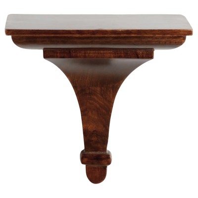 Devin Updated Traditional Brown Mango Wood Wall Shelf - Small