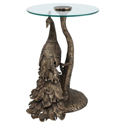 Currey & Company 4000-0255 Paonne 23.5 X 20 inch Antique Gold and Clear Accent Table
