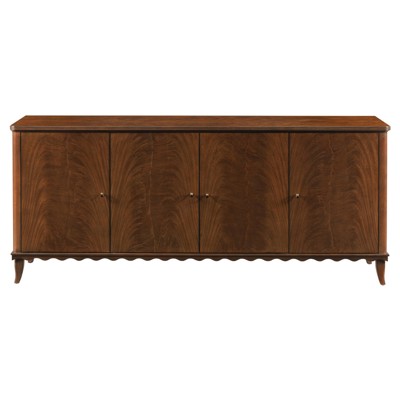 Lela Modern Classic Montserrat Brown Wood Scalloped Media Cabinet
