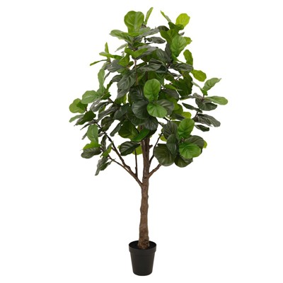 Elara Updated Traditional Green Faux Fiddle Leaf Potted Tree - 9'