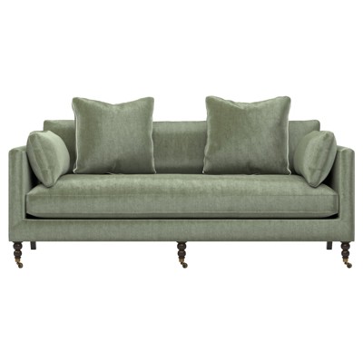 Madeline Sage Green Velvet Sofa - With Throw Pillows - 84"