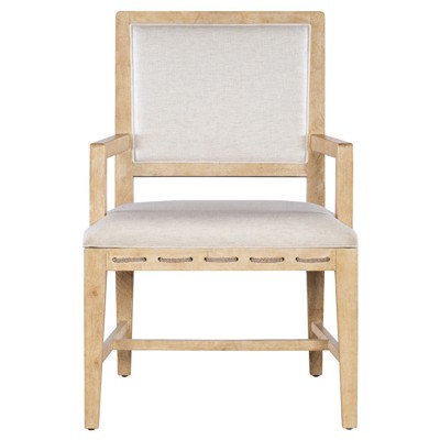 Maris Coastal Beach Cream Performance Brown Wood Dining Arm Chair
