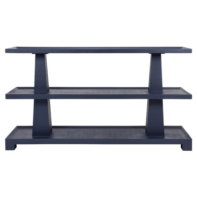 Worlds Away Lowen Modern Classic Navy Blue Textured Linen Console Table