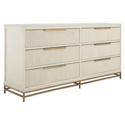Riggs Modern Classic Antique White Wood Textured Double Dresser