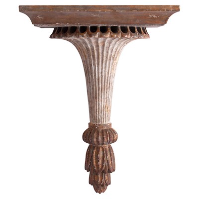 Azura French Country Aged Brown Wood Bracket Wall Shelf