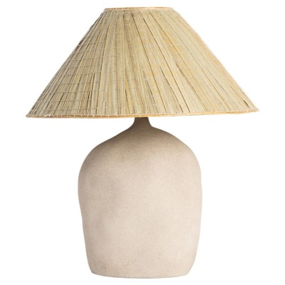 Cobb Coastal Beach Natural Palm Fiber Shade Sand Ceramic Table Lamp