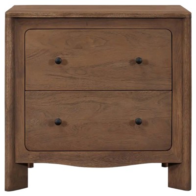 Anya Updated Traditional Dark Brown Acacia Wood Nightstand