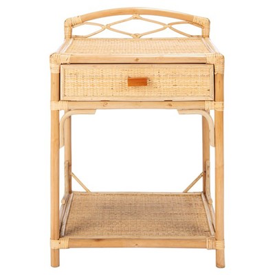 Rae Coastal Beach Natural Rattan Nightstand