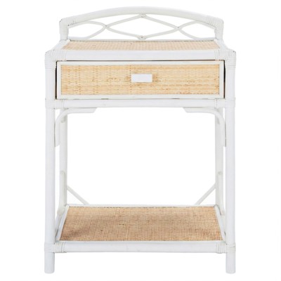 Rae Coastal Beach White Rattan Nightstand