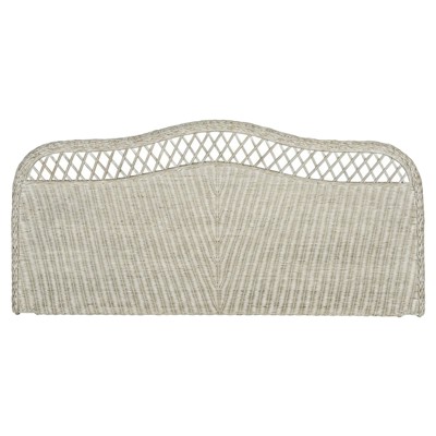 Mavi Coastal Beach Antique Grey Woven Rattan Headboard - Queen