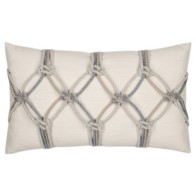 Keaton Coastal Beige Rope Indoor Outdoor Lumbar Pillow - 12x20