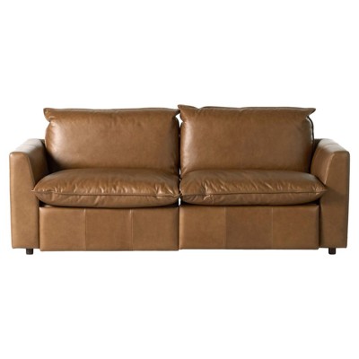 Kosa Modern Classic Brown Leather 2 Piece Reclining Sectional - 88"