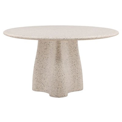 Celiane Modern Classic Off White Terrazzo Round Outdoor Dining Table - 55"