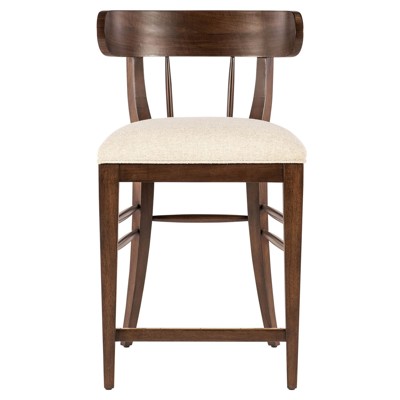 Alaine Updated Traditional Beige Performance Dark Brown Walnut Wood Counter Stool