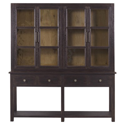 Driftwood Black 4 Glass Door Display Sideboard with LED