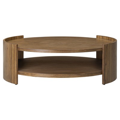 Damari Rustic Lodge Brown Wood Round Coffee Table