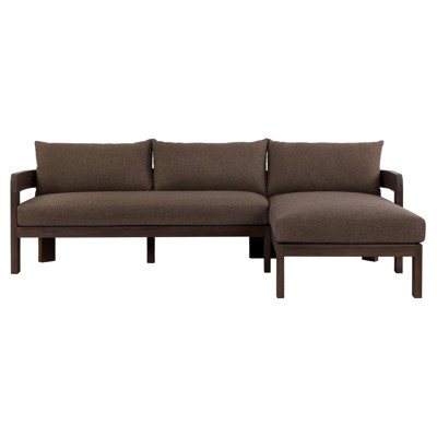 Aviel Modern Classic Brown Teak Outdoor Sectional - Right Chaise - 98"