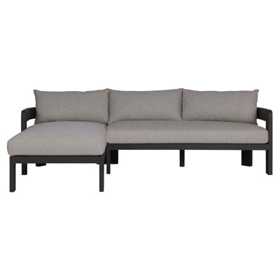 Aviel Modern Classic Black Aluminum Outdoor Sectional - Left Chaise - 98"
